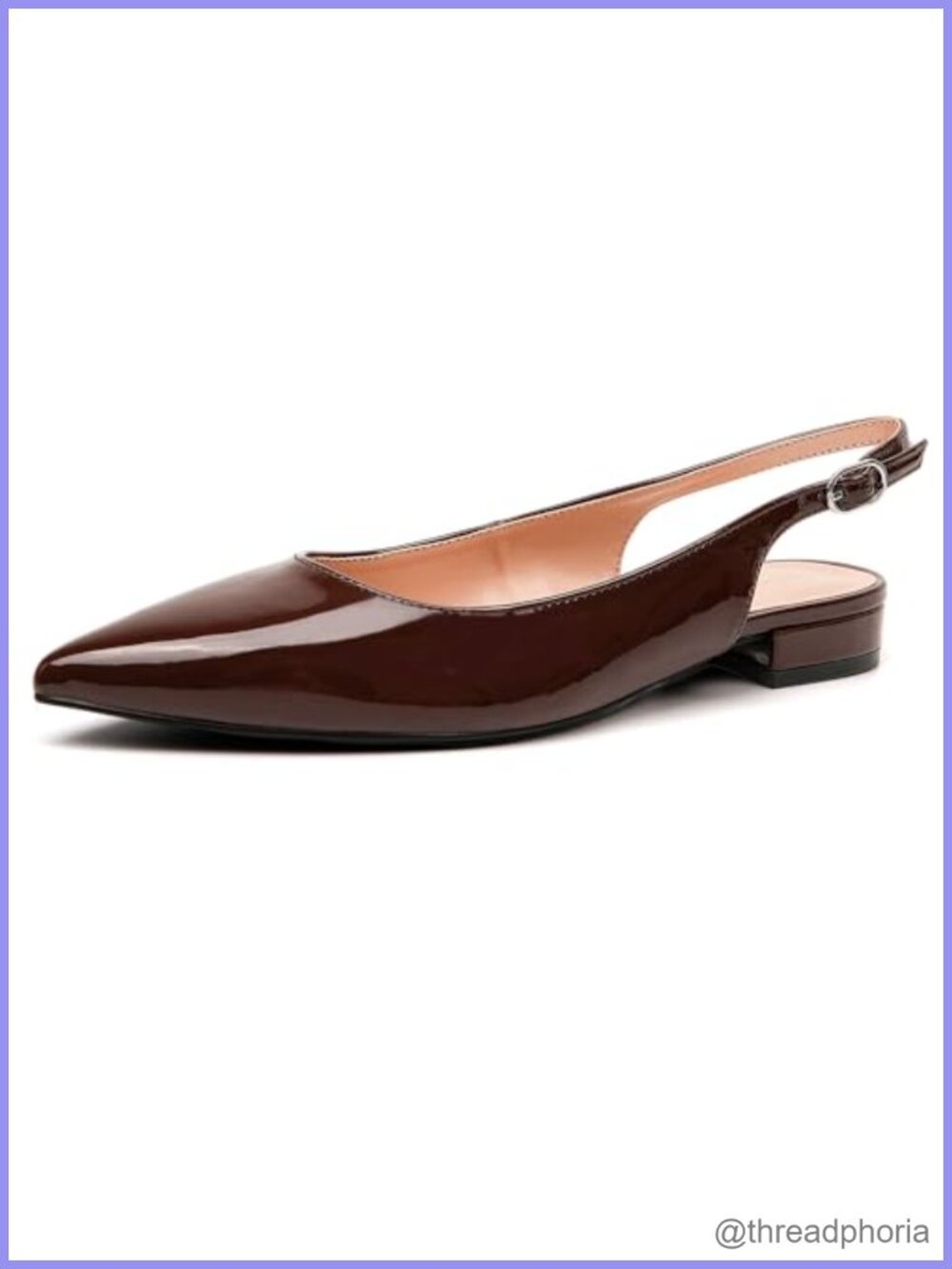 WONDERWAY Women's Pointed Toe Slingback Flats, Buckle Strap, Dressy Casual